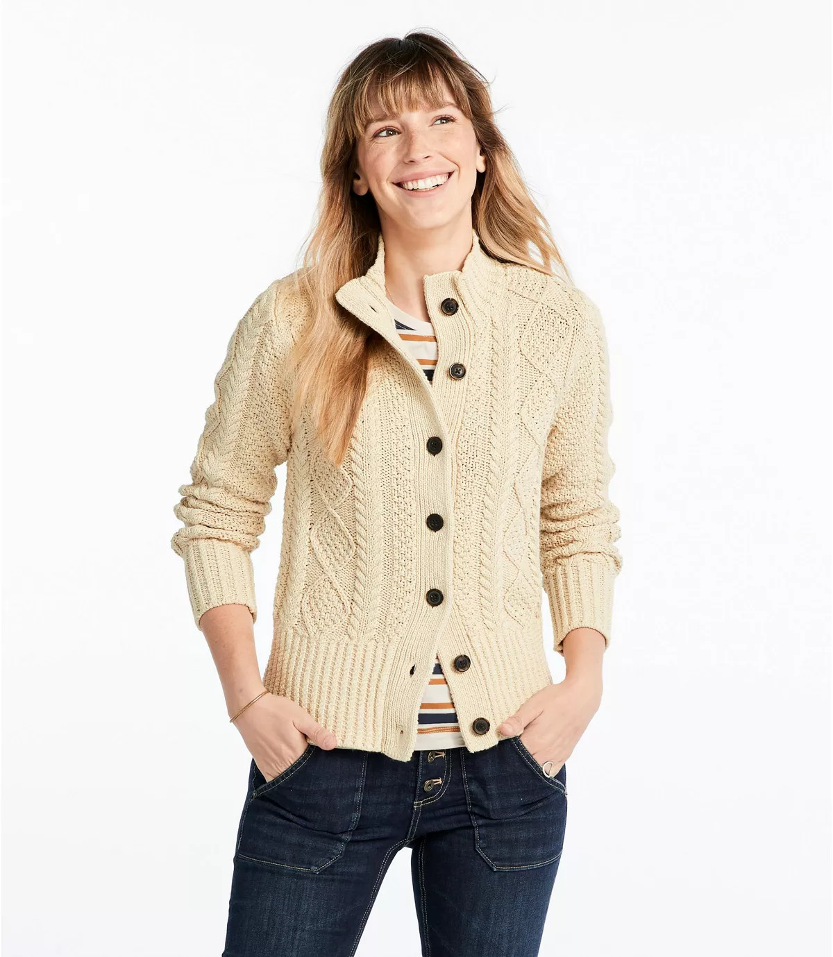 Women's Signature Cotton Fisherman Sweater, Short Cardigan | Sweaters at L.L.Bean | L.L. Bean