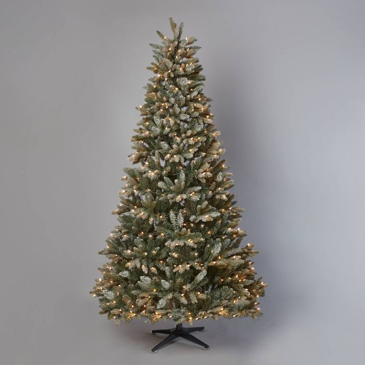 7.5' Pre-Lit Flocked Full Balsam Fir Artificial Christmas Tree Clear Lights with AutoConnect - Wo... | Target