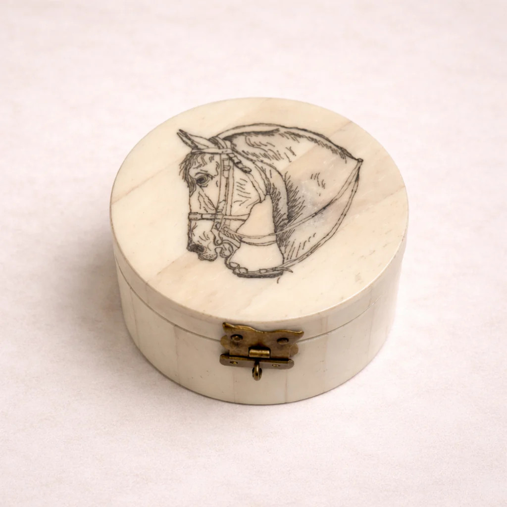 Horse Head Round Bone Trinket Box | By Luxe B Co. | luxe bCO