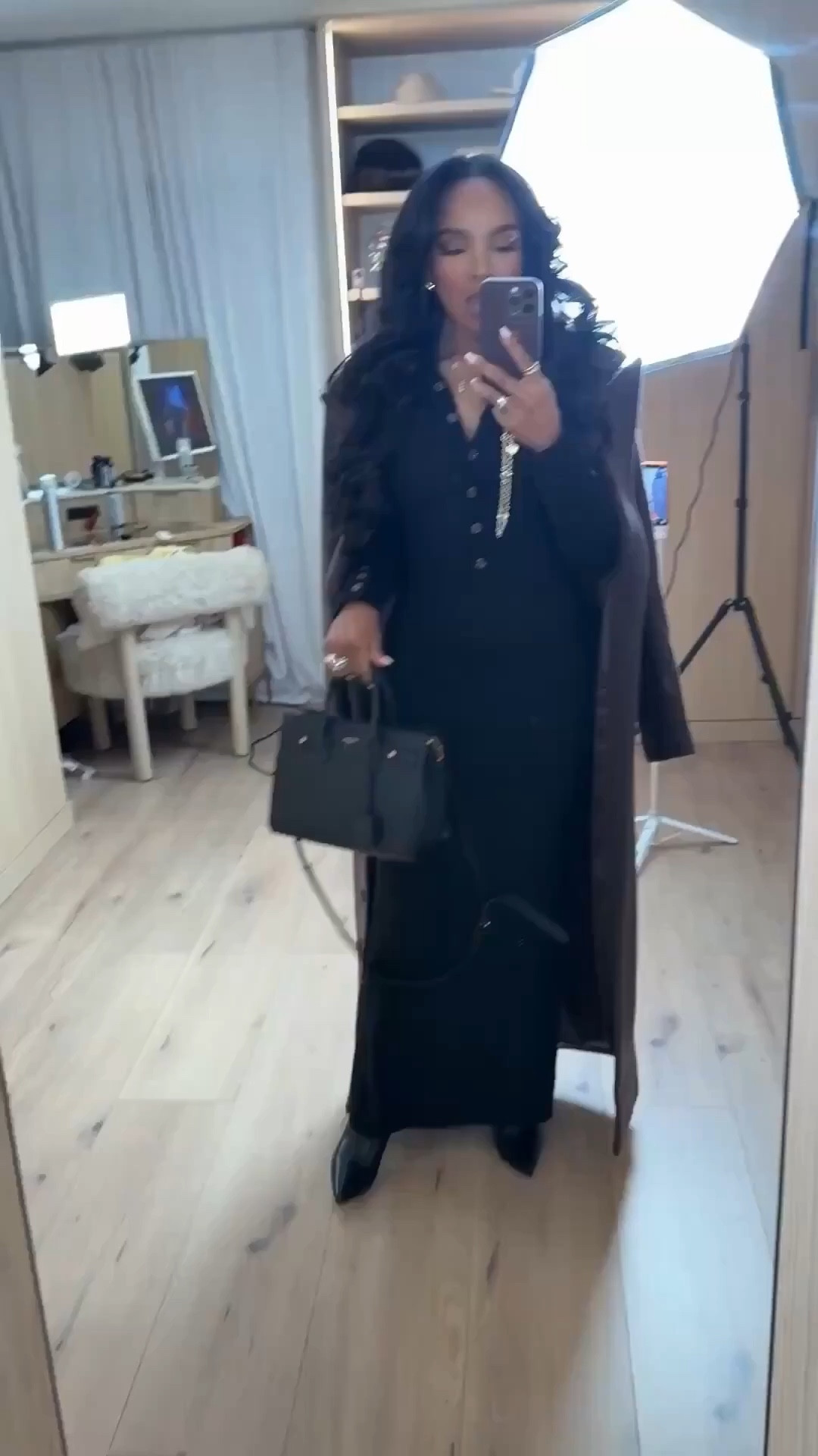 Scroll to shop this timeless monochrome outfit featuring a sleek black maxi dress layered with a long tailored coat for an effortlessly elevated look. The all-black styling creates a polished silhouette that can be worn multiple ways through the season, making it a smart wardrobe staple where the cost per wear keeps dropping over time.

Perfect for dinner dates, city evenings, travel days, events, or elevated everyday outfits.

5'4" | 138 lbs | 34D bust | 27" waist | 40" hips

Follow me on Instagram and YouTube @kirasfashionfinds

#LTKgrwm #LTKvlog