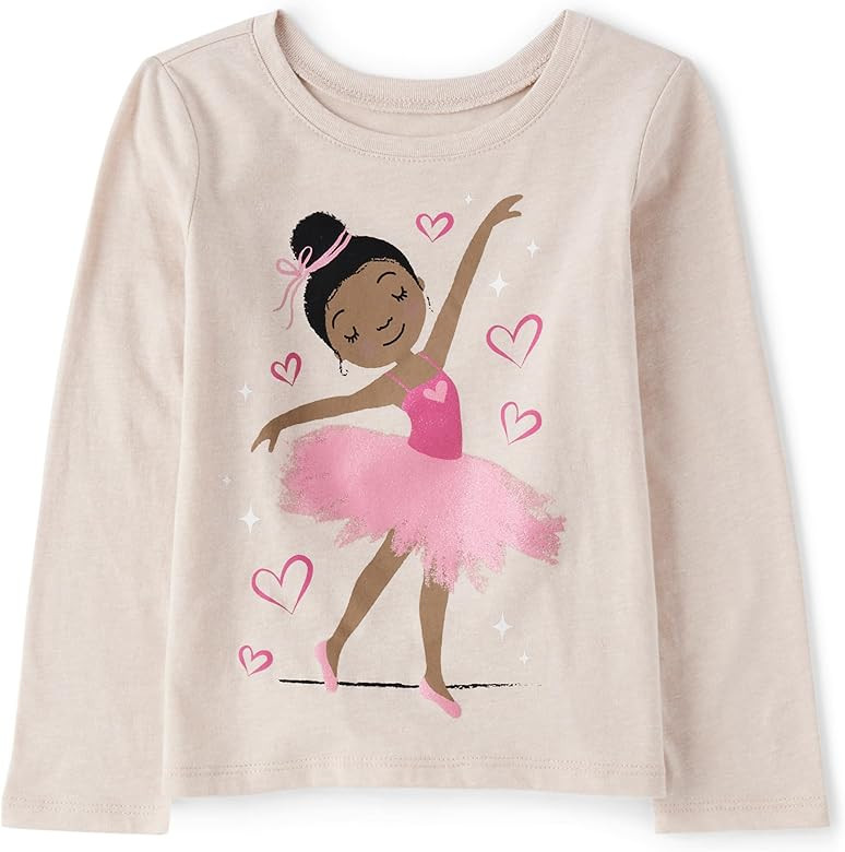The Children's Place Girls' Long Sleeve Graphic T-Shirt | Amazon (US)