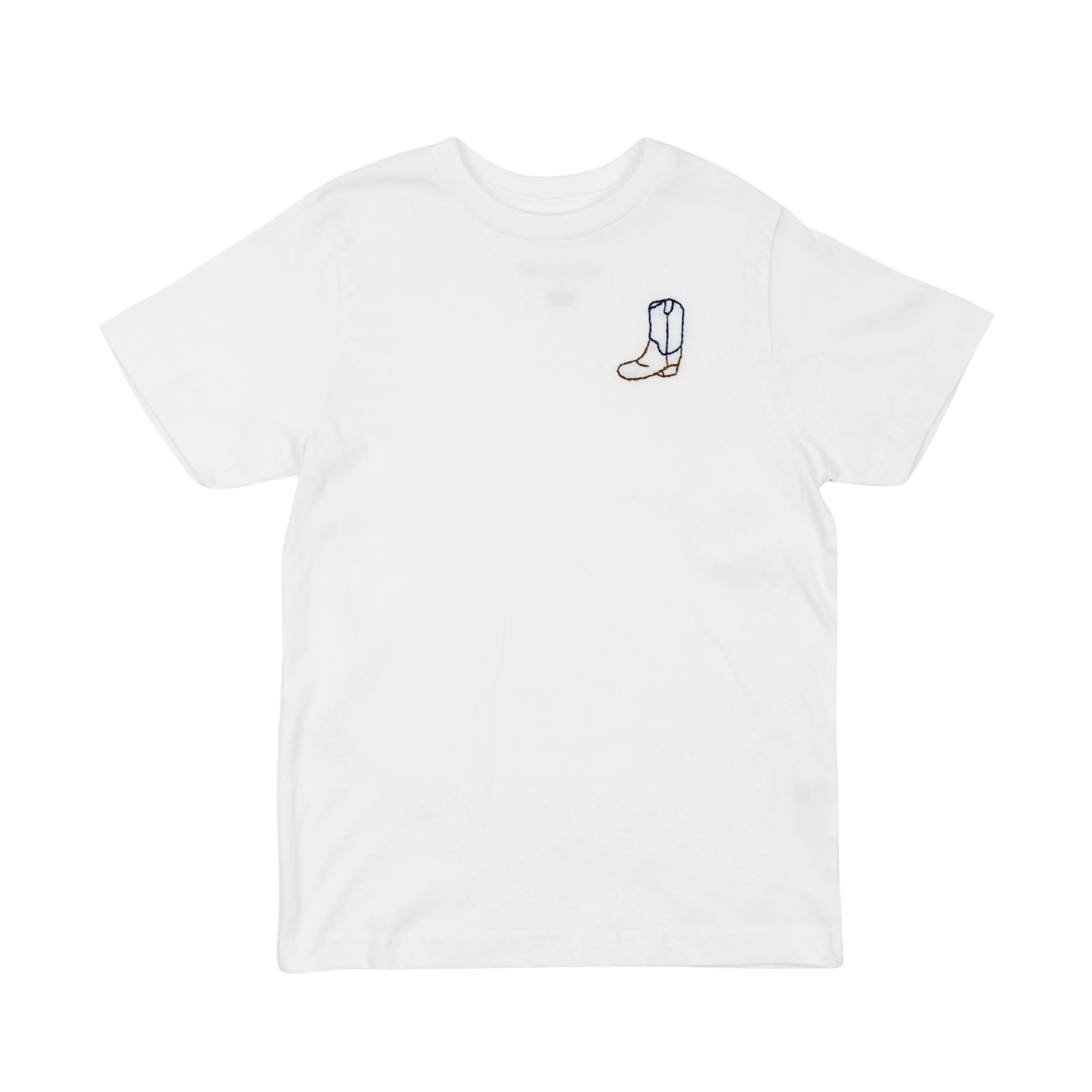 Sweet Olive Street Navy and Brown Cowboy Boot Embroidered Tee | JoJo Mommy