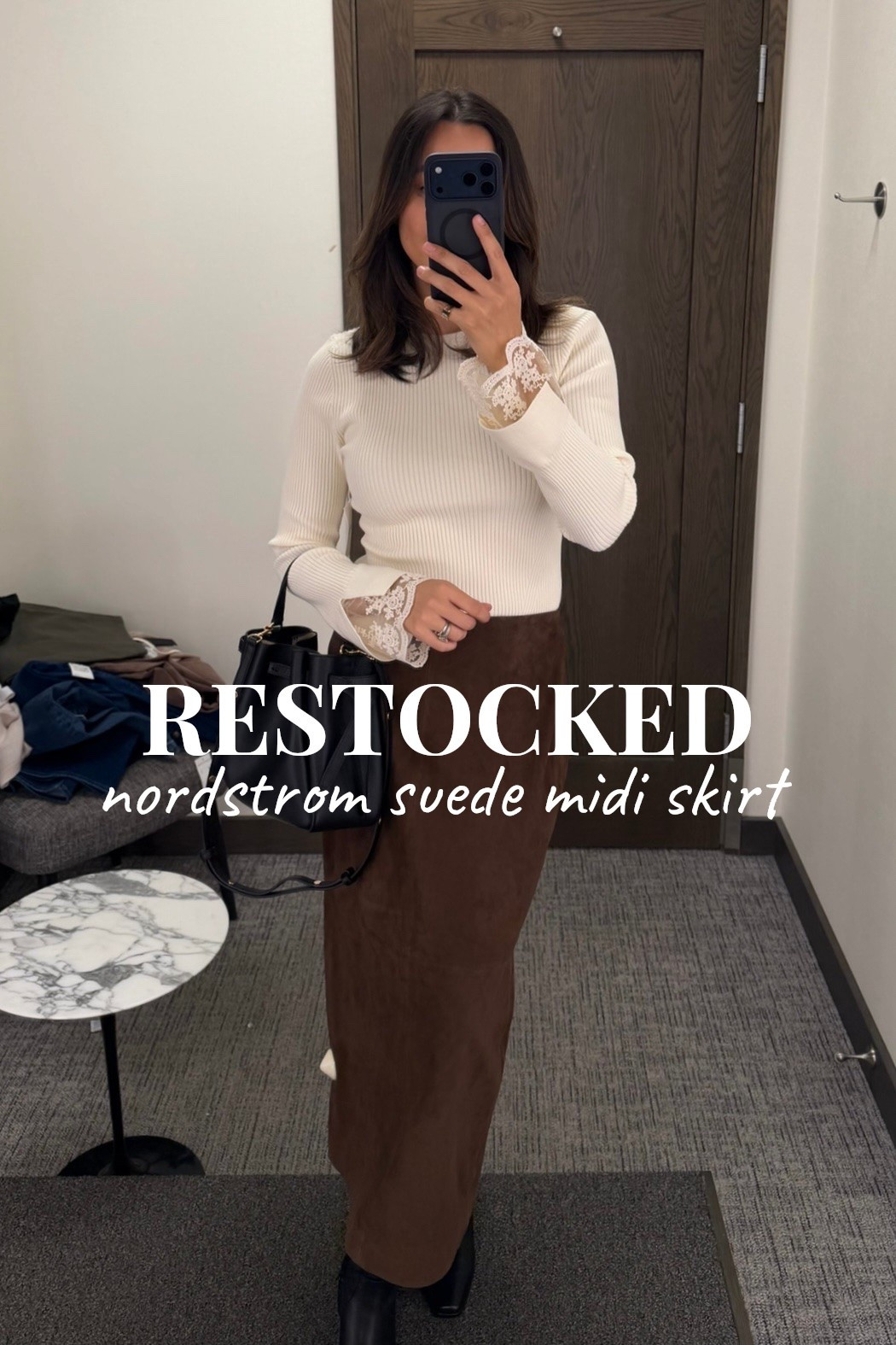 Suede midi skirt from Nordstrom was just restocked in a few sizes! 

Wearing small 

Fall workwear / office outfits

#LTKootd #LTKWorkwear