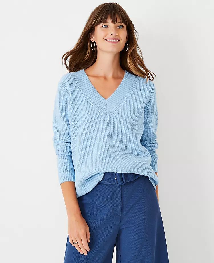 Ribbed V-Neck Sweater | Ann Taylor (US)