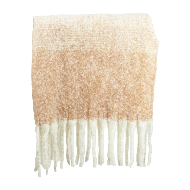 Time and Tru Women's Brushed Blanket Winter Scarf, Brown Multi-Color - Walmart.com | Walmart (US)