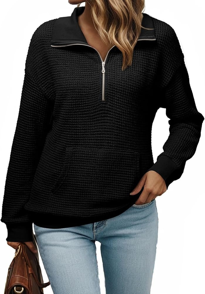 Dokotoo Womens Oversized Sweatshirts Quarter Zip Pullover Women 2025 Fall Fashion Long Sleeve Top... | Amazon (US)