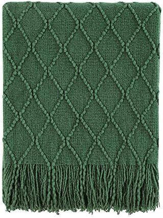 Bourina Green Throw Blanket Textured Solid Soft Sofa Couch Decorative Knitted Blanket, 50" x 60",... | Amazon (US)