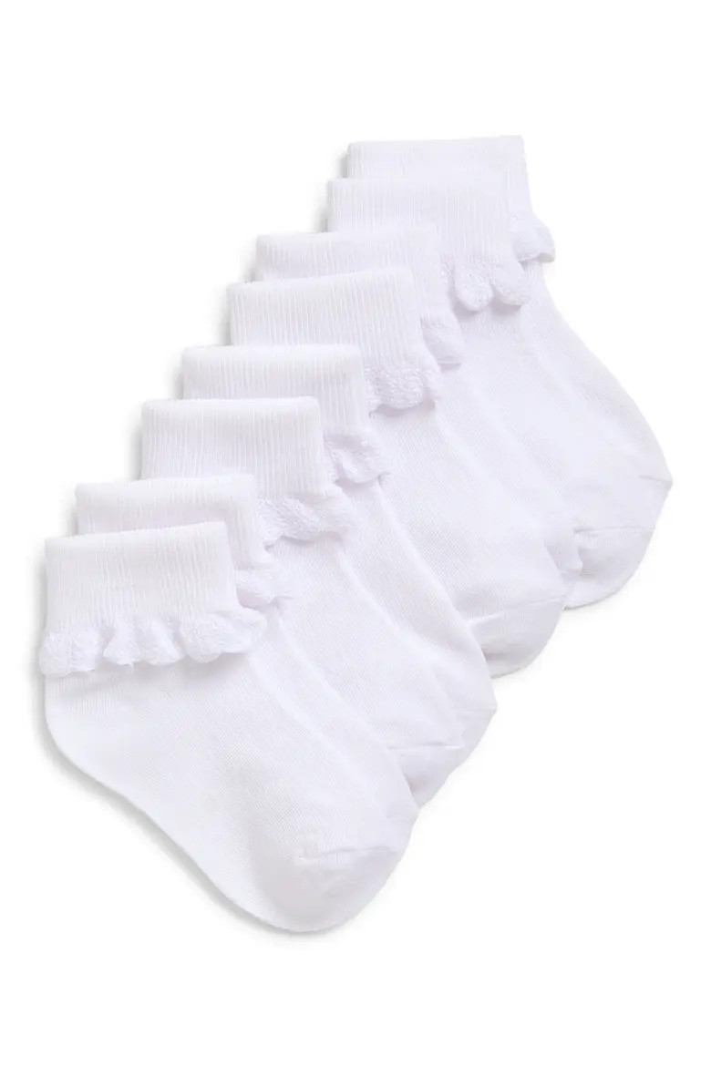 Kids' 4-Pack Scallop Cuff Ankle Socks (Women) | Nordstrom | Nordstrom