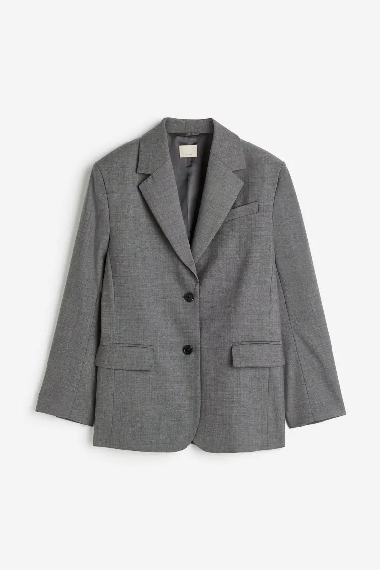 Oversized wool-blend blazer - Grey - Ladies | H&M GB | H&M (UK, MY, IN, SG, PH, TW, HK)