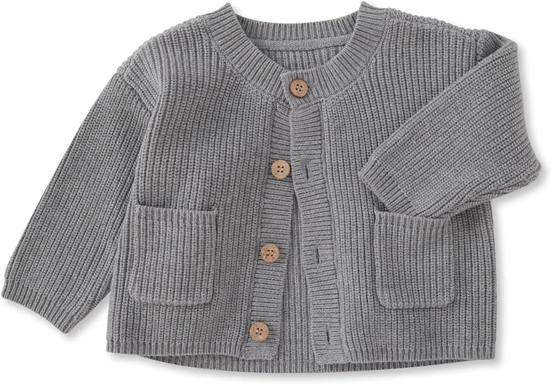 pureborn Baby Toddler Girls Boys Sweaters Warm Jacket - Cotton Knit Cardigan Button Closure Coat ... | Amazon (US)