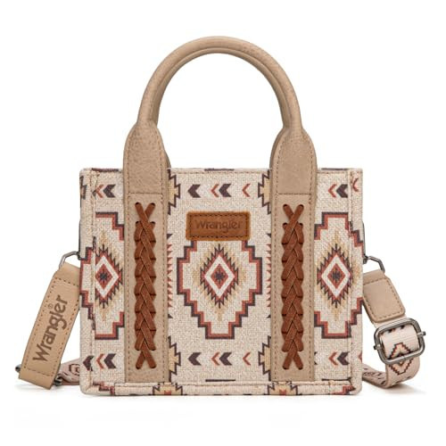 Wrangler Mini Tote Bag, Aztec Small Top Handle Bag Ladies, Woven Boho Satchel Handbag, Western Mini Crossbody Purse for Women with Adjustable Strap WG261-8866STN | Amazon (US)
