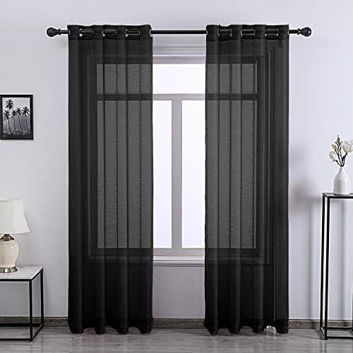 DONREN Patio Door Textured Sheer Curtain Panels - Ceiling to Floor Extra Long Voile Drape Curtain... | Amazon (US)