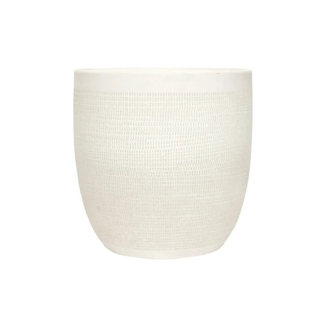 Woven Paths Large Matte White Embossed Stoneware Planter | Walmart (US)