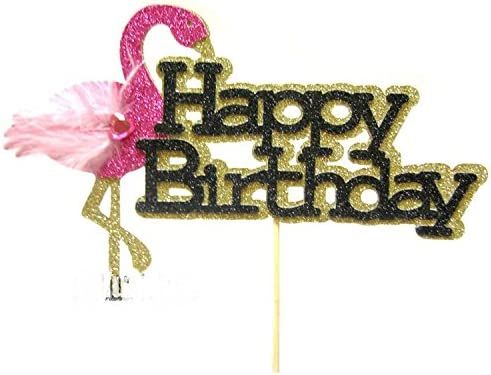 Astra Gourmet 1pc Flamingo Happy Birthday Glitter Paper Cake Topper, 7"x4.5" | Amazon (US)