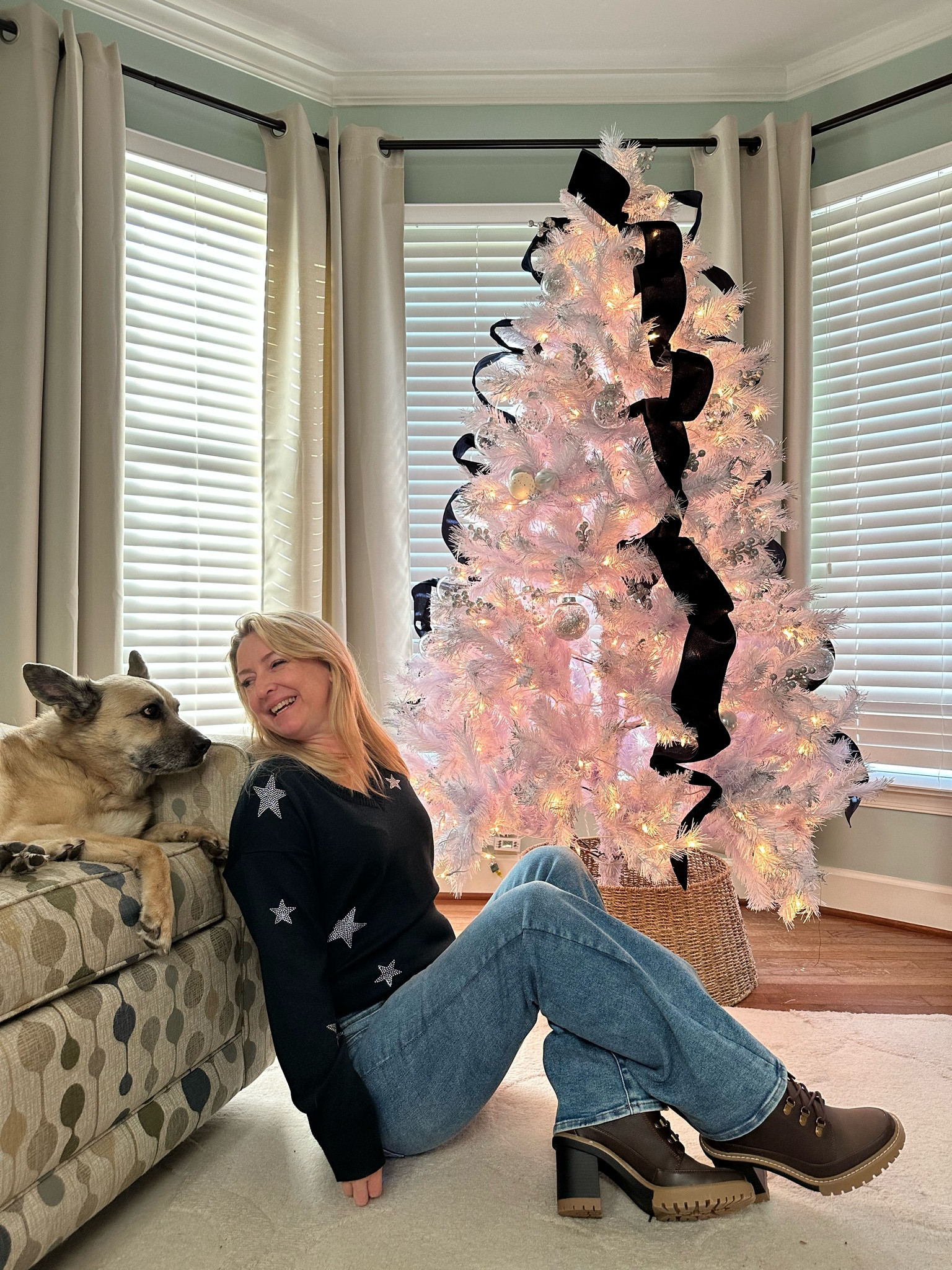 He didn’t think what I said was funny.
Boots
Jeans
Target finds
Holiday outfit 
Christmas outfit
Sweater
Navy

#LTKover40 #LTKshoecrush #LTKHoliday