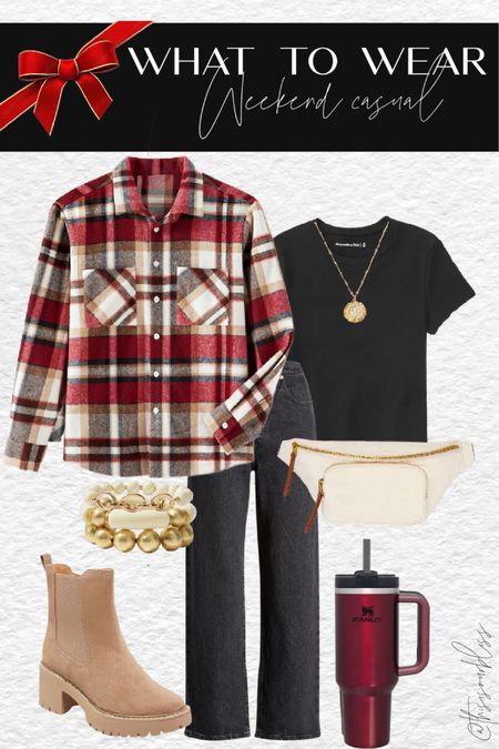Casual Holiday outfit idea ❤️🖤plaid shacket & Black straight leg jeans 

#LTKHoliday #LTKSeasonal #LTKsalealert