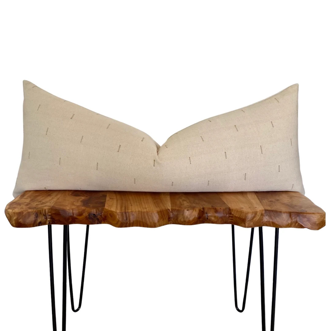 Long Lumbar Light Cream Stripe Throw Pillow Cover Cover Only - Etsy | Etsy (US)