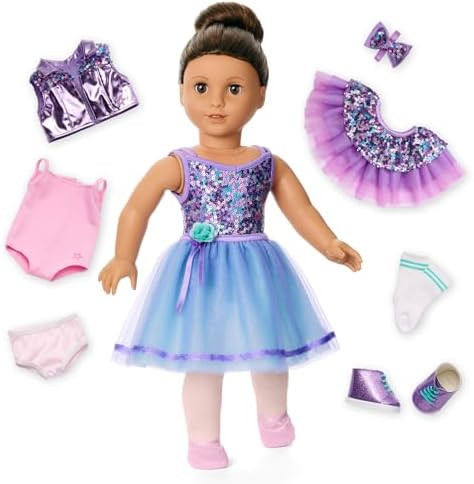 American Girl, Truly Me #117 Doll & Dance All Day Set, with Brown Eyes, Wavy Dark-Brown Hair, Tan... | Amazon (US)