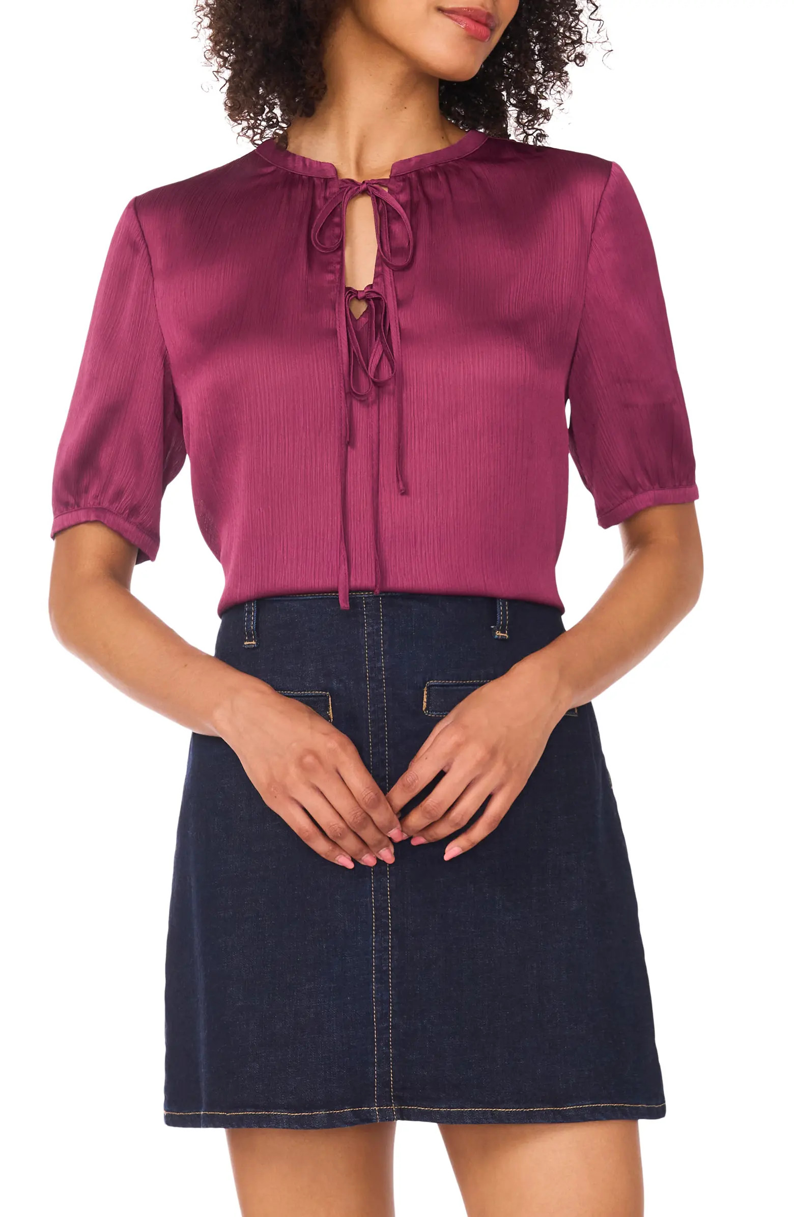 Vince Camuto Tie Front Satin Top | Nordstrom | Nordstrom
