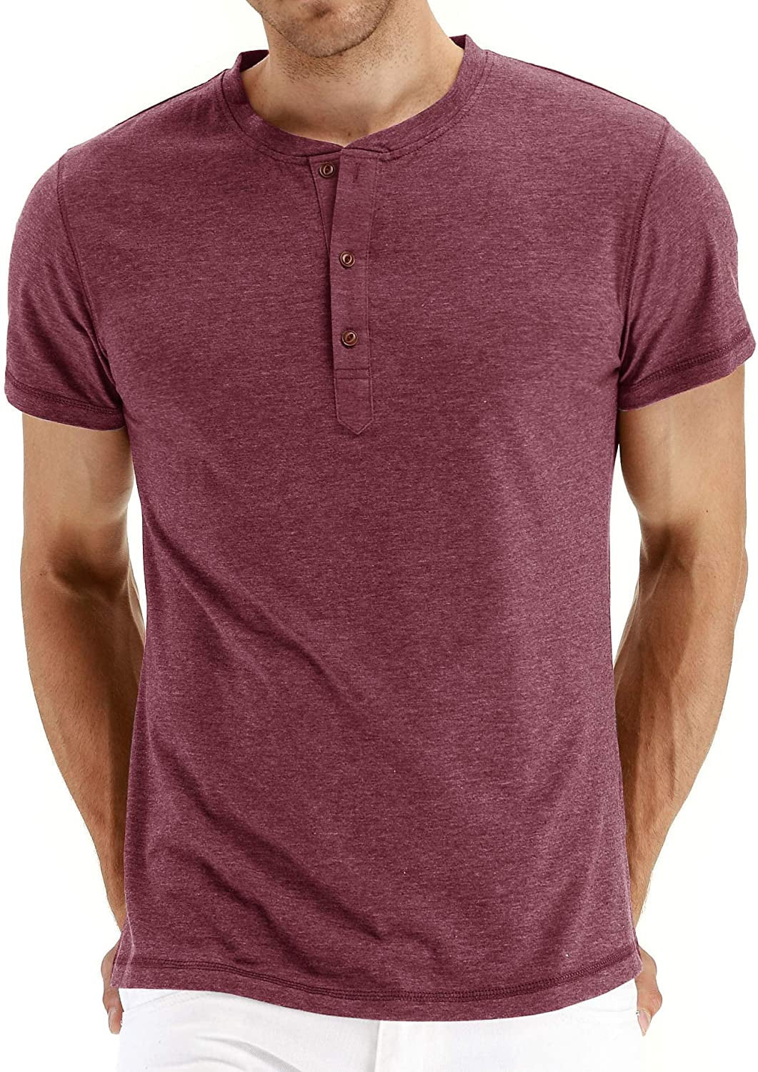 JWD Classic henley style Three button henley closure, Mens Henley Short Sleeve T-Shirt Cotton Cas... | Walmart (US)