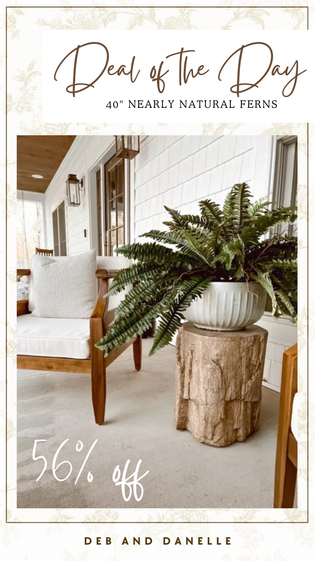 When we first moved into our home, we didn’t have time to water and tend to live plants so we decorated the outside of our home with these faux nearly natural ferns. They are beautiful! I just noticed a 2-pack of 40” ferns is currently over half off on Amazon. 

#LTKSeasonal #LTKHome #LTKSaleAlert