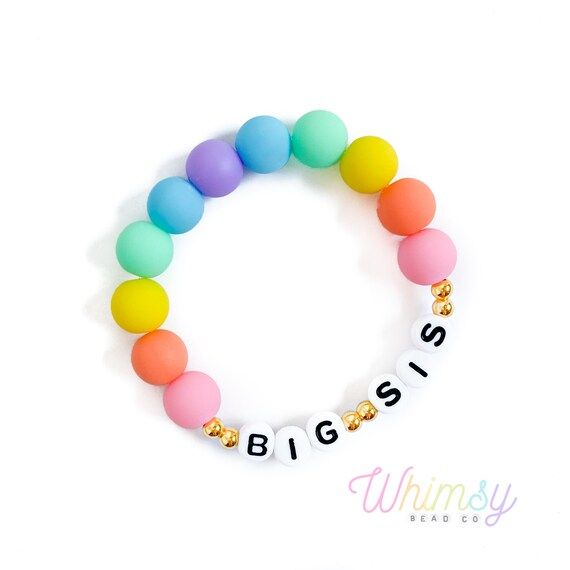 Big Sis Pastel Rainbow and Gold Bracelet | Etsy | Etsy (US)