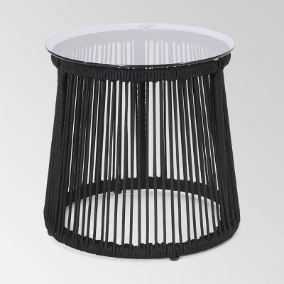 Moonstone Rope Weave Modern Side Table - Black - Christopher Knight Home | Target