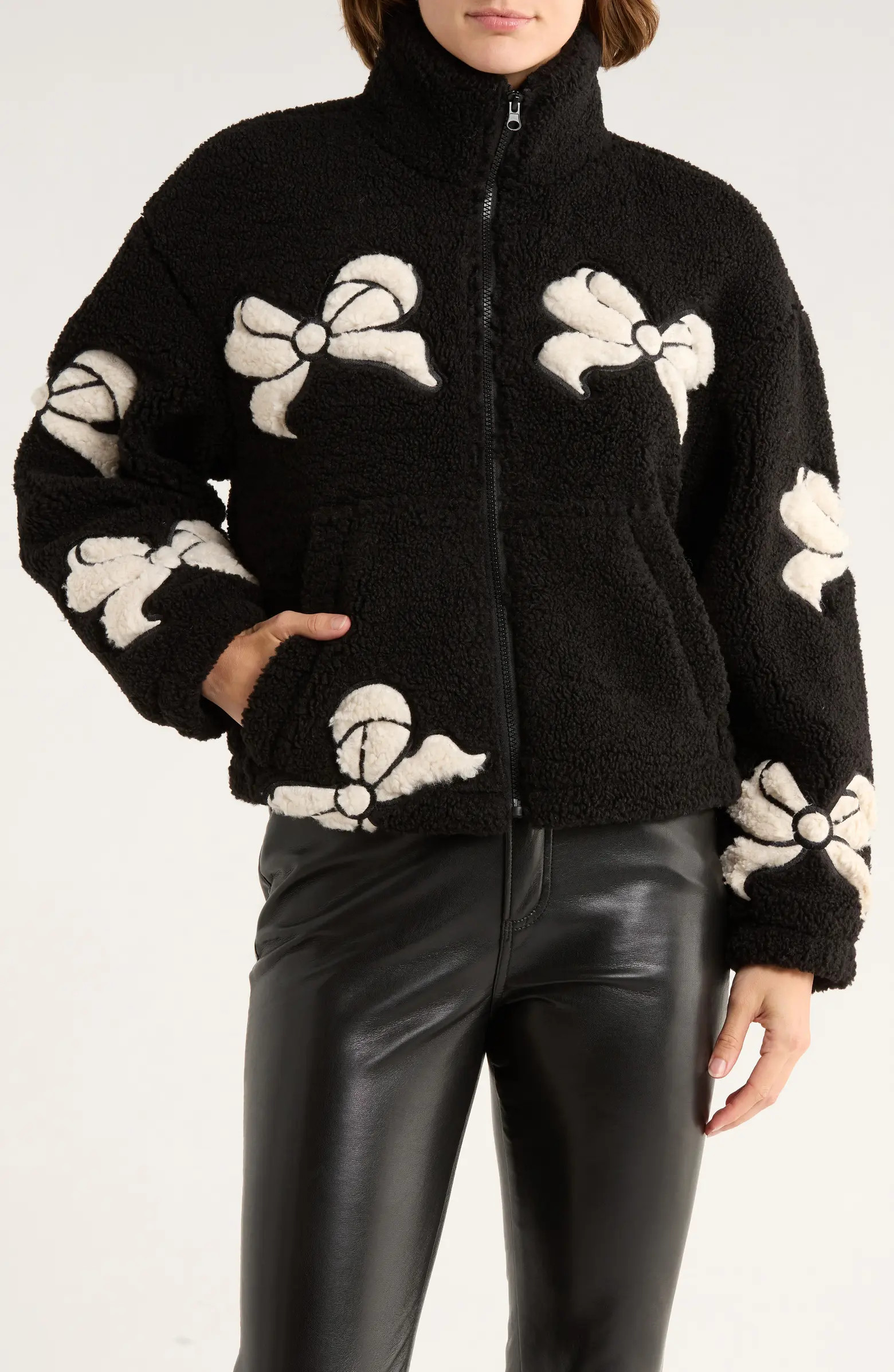 Thread & Supply Bow Patch Faux Shearling Jacket | Nordstromrack | Nordstrom Rack