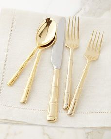 GOLD BAMBOO 20PC FLATWARE SE | Horchow