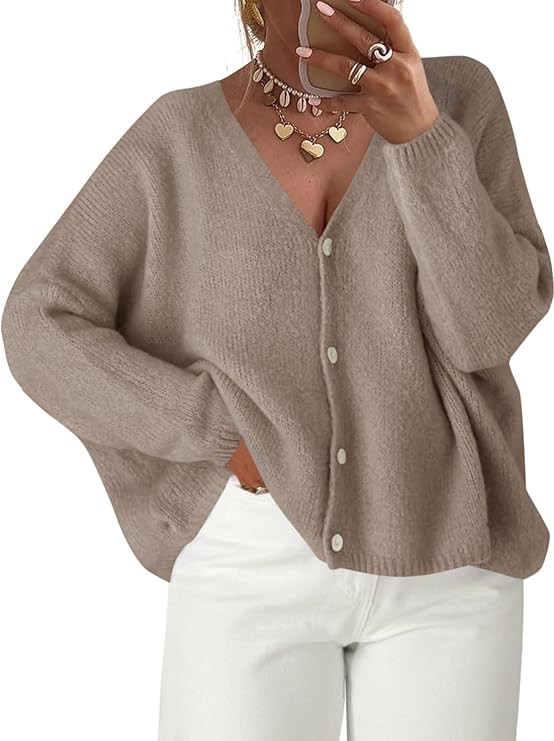Saodimallsu Womens Oversized Cardigan Sweaters Open Front Button Down V Neck Sweater 2025 Winter ... | Amazon (US)