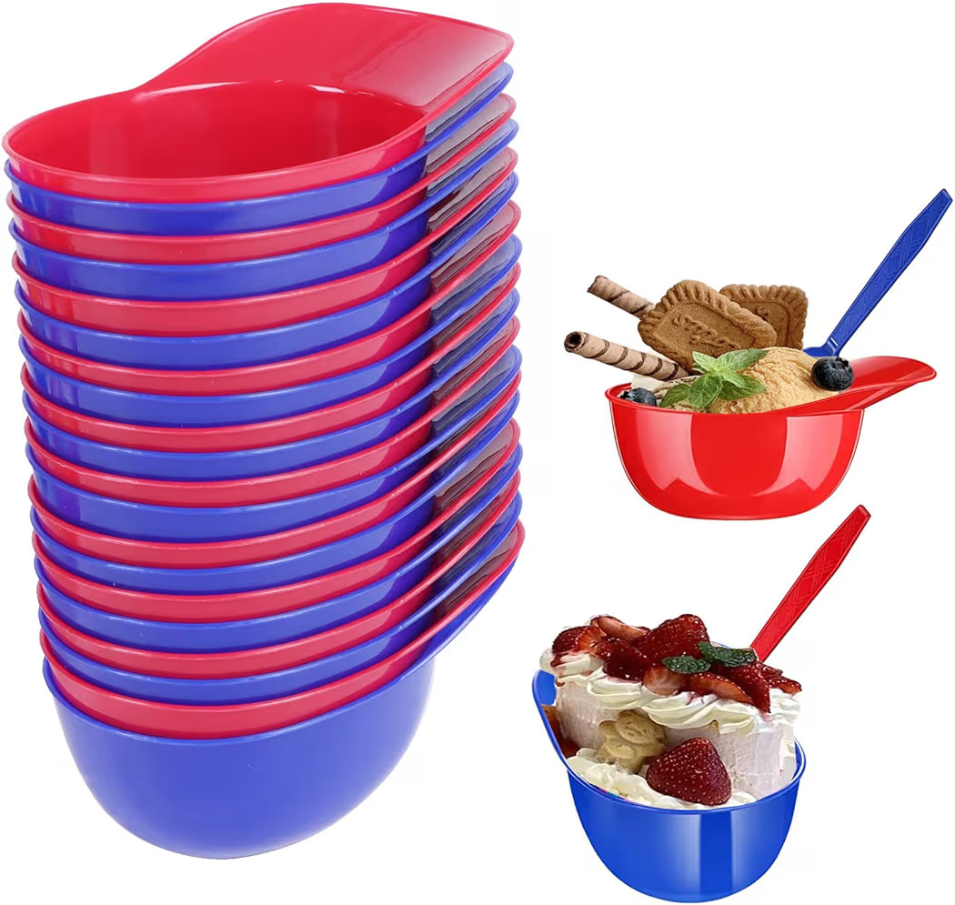 Sohapy 24 Count 8 oz Baseball Helmet Ice Cream Bowl with 24 Pcs Disposable Dessert Spoons， Mini... | Amazon (US)