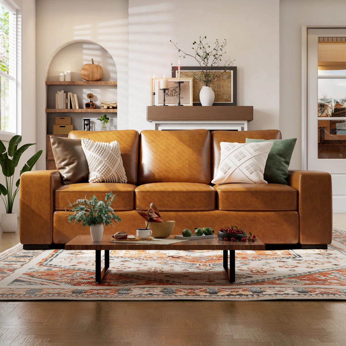 Caynemore 85'' Faux Leather Sofa | Wayfair North America