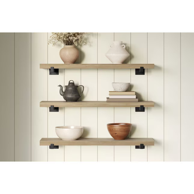 allen + roth 25-in L x 9-in D x 3.7-in H Natural Oak MDF Rectangular Floating shelf | Lowe's