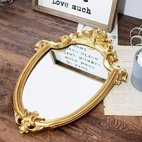 BetyHom Vintage Gold Resin Frame Decorative Wall Mirror Small 12.5x9 in | Amazon (US)