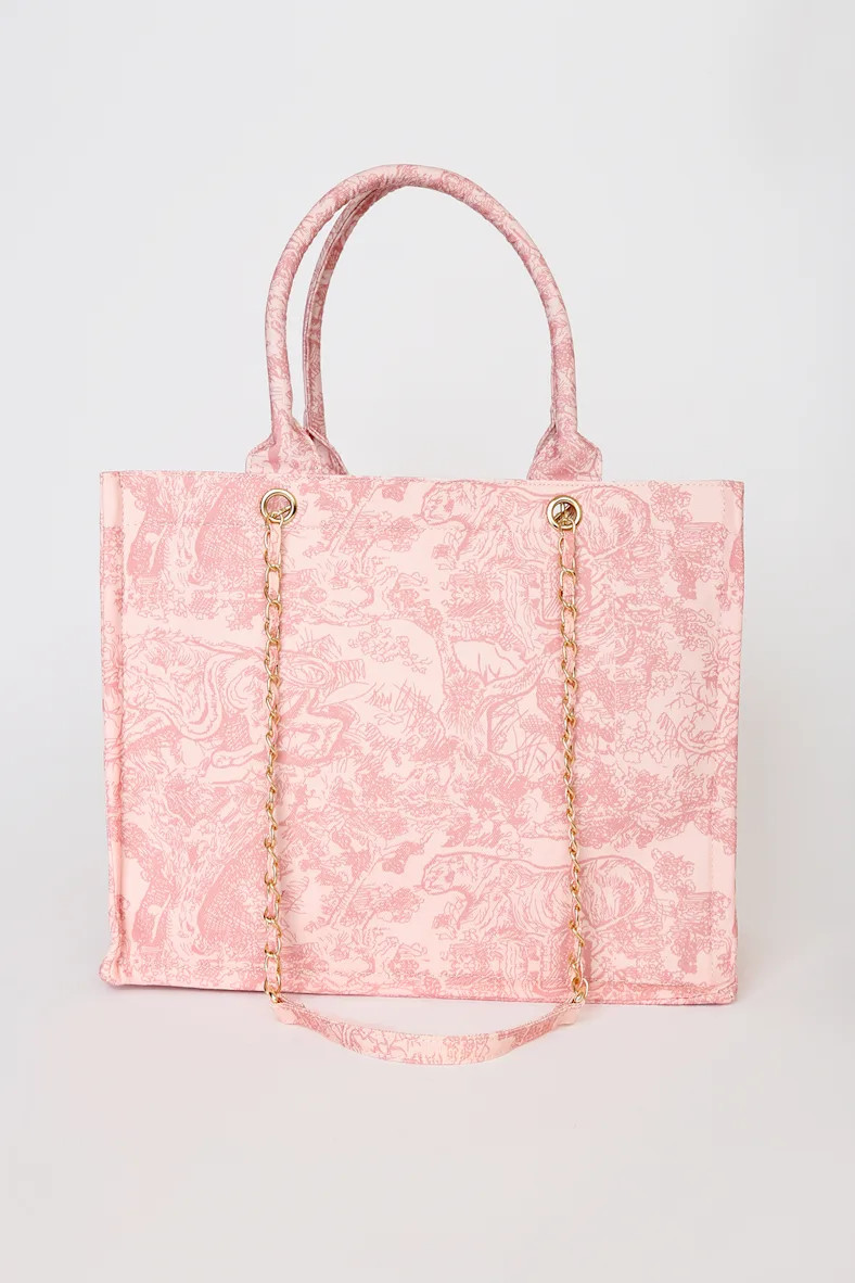 Got it All Pink Toile Print Tote Bag | Lulus