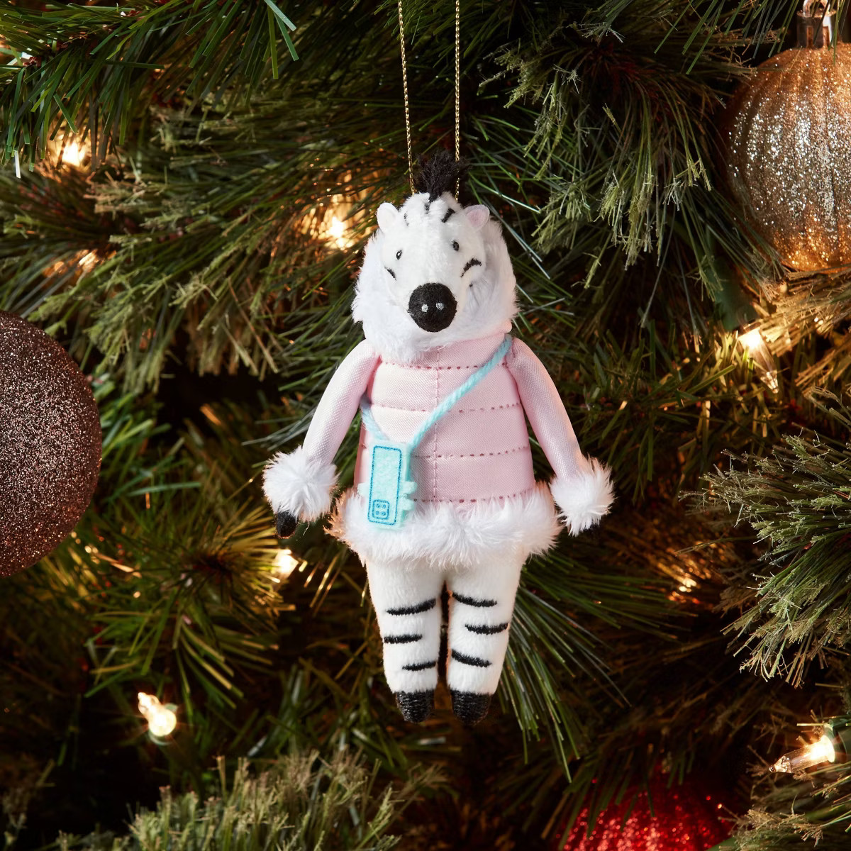 Fabric Zebra with Pink Puffer Coat Christmas Tree Ornament - Wondershop™ | Target