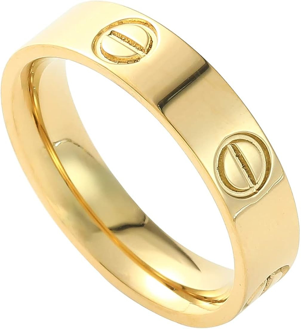 18K Gold Plated Love Friendship Rings Cubic Zirconia Titanium steel Promise Ring Wedding Band Jew... | Amazon (US)