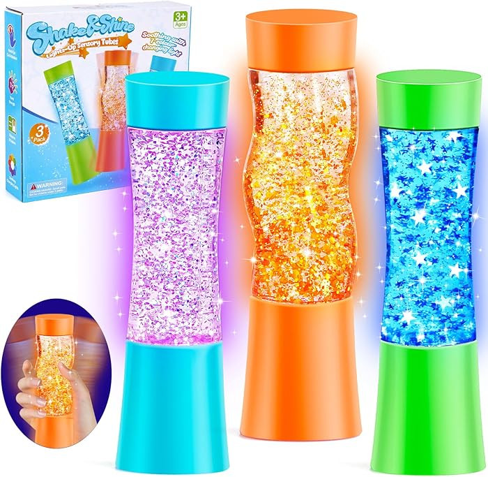 Subao 3 Pack Light Up Sensory Tubes Anxiety Relief Items,Fidget Toys for Kids & Adults,Sensory To... | Amazon (US)