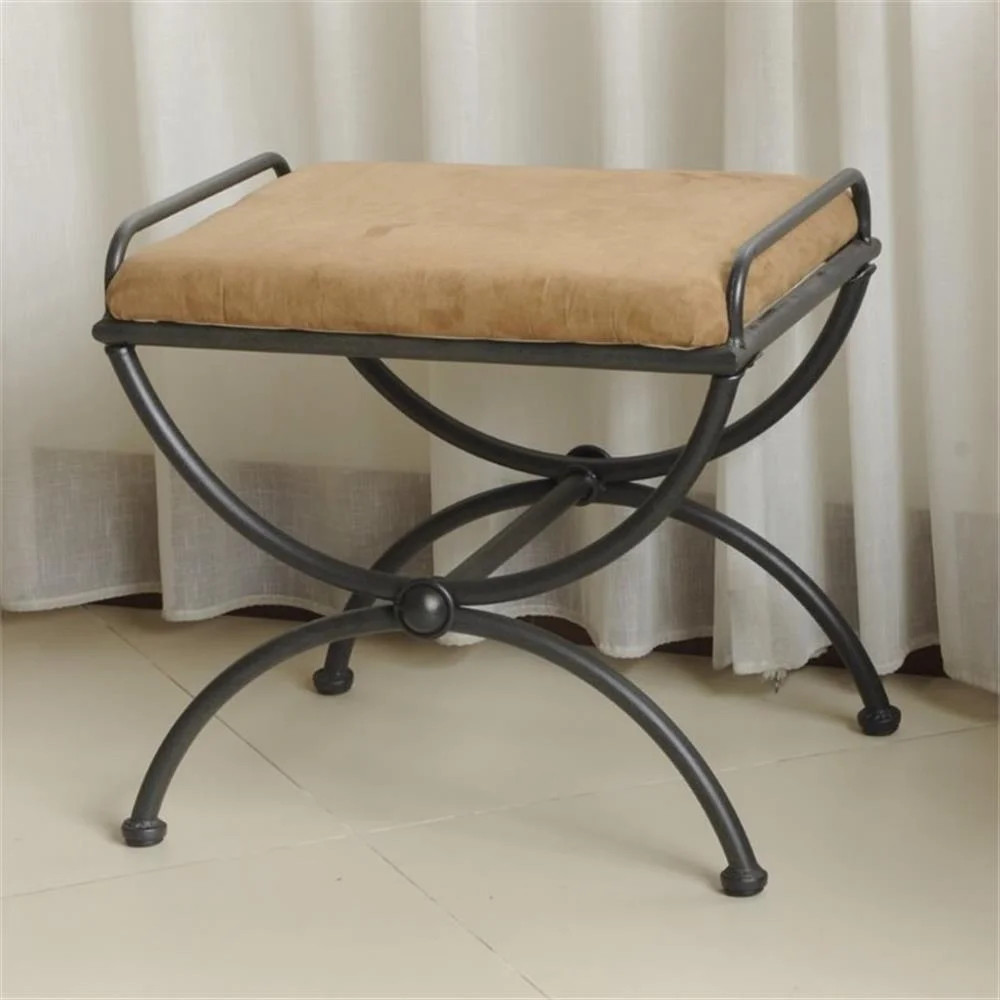 Pemberly Row Iron Vanity Bench in Saddle Brown | Walmart (US)
