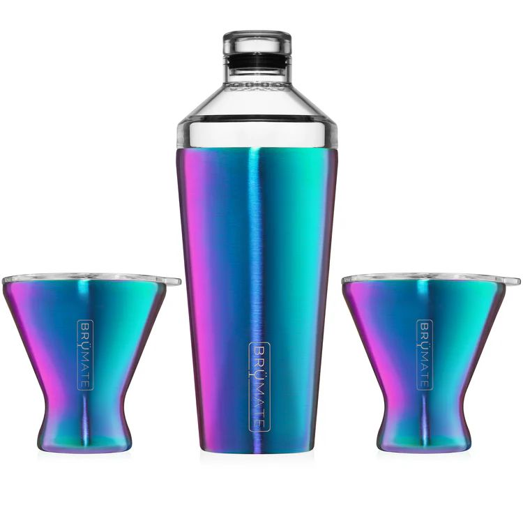 Cocktail Shaker + 2 Martini Tumblers (10oz) - Rainbow Titanium | BruMate