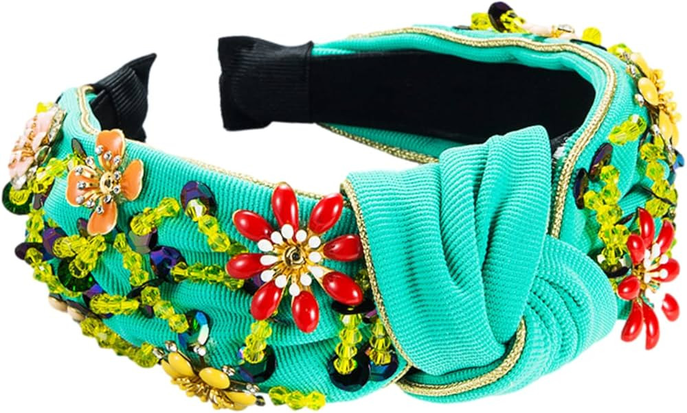 Rhinestone Crystal Wide Headbands Knot Turban Fashion Vintage Hairband Elastic Hair Hoops Hair Ac... | Amazon (US)
