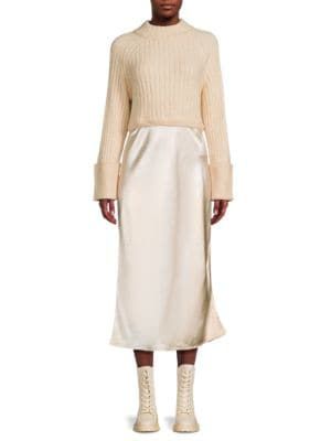 Bea Sweater Satin Midi Dress | Saks Fifth Avenue OFF 5TH