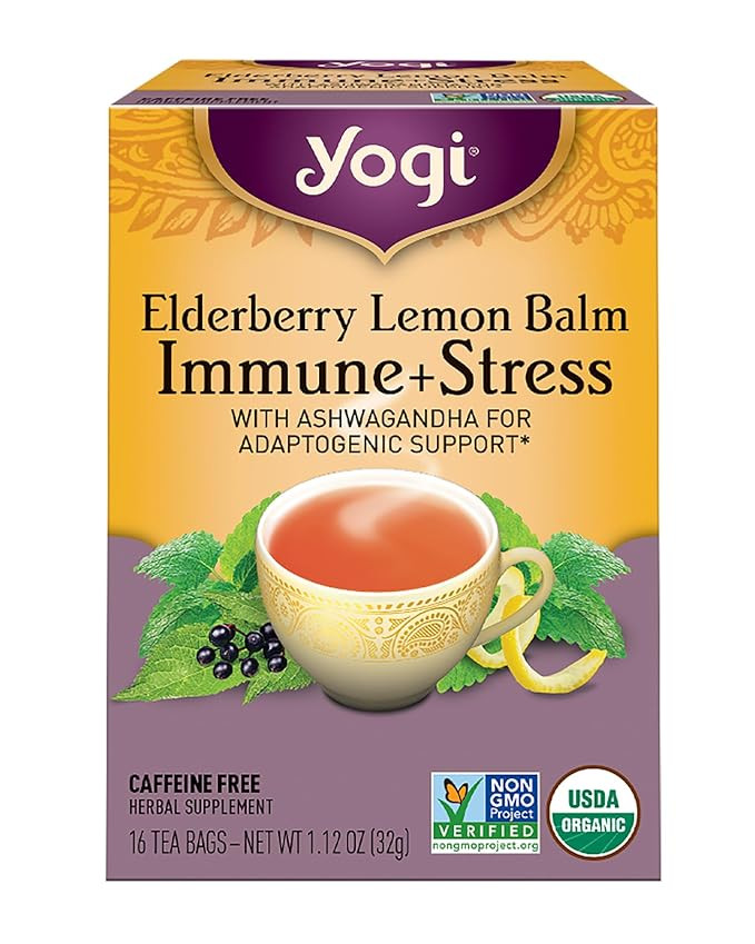 Yogi Tea Organic Lemon Balm Elderberry Immune Stress Tea, 16 CT | Amazon (US)