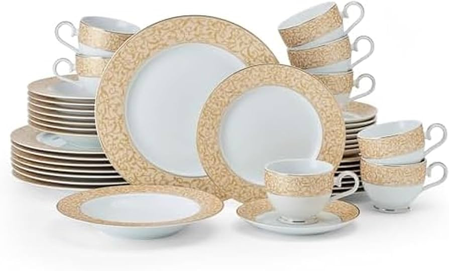 Mikasa Parchment Gold 40 Piece Dinnerware Set, Service for 8 | Amazon (US)