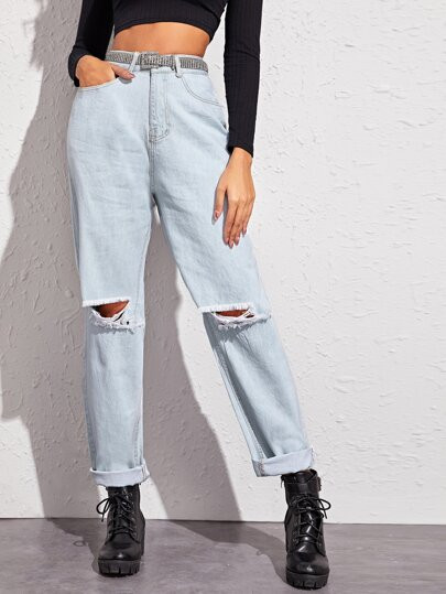 Light Wash High-Waisted Baggy Mom Jeans Without Belt
   
    SKU: swpants04190925293
         
  ... | ROMWE