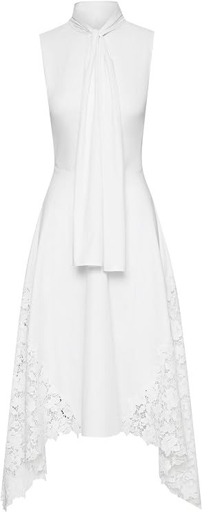 Amazon.com: Oscar de la Renta, Gardenia Lace Inset Cotton Poplin Dress : Luxury Stores | Amazon (US)