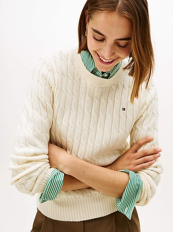 Cable Knit Crew Neck Jumper | Tommy Hilfiger UK