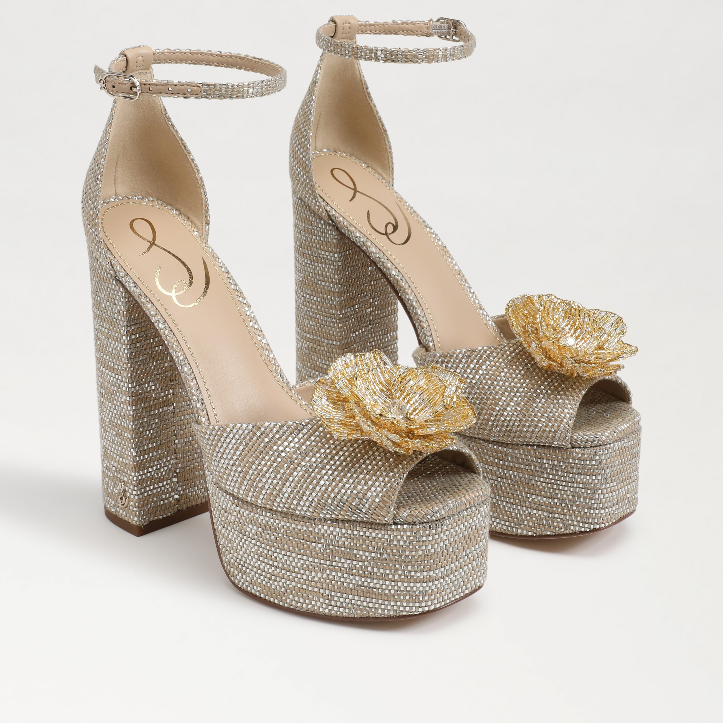 Sam Edelman Kori Flora Platform Heel Platinum | Sam Edelman
