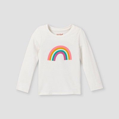 Toddler Girls' Rainbow Long Sleeve Graphic T-Shirt - Cat & Jack™ Cream | Target