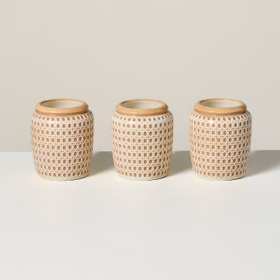 3ct Embossed Caning Ceramic Candle Gift Set - Hearth & Hand™ with Magnolia | Target